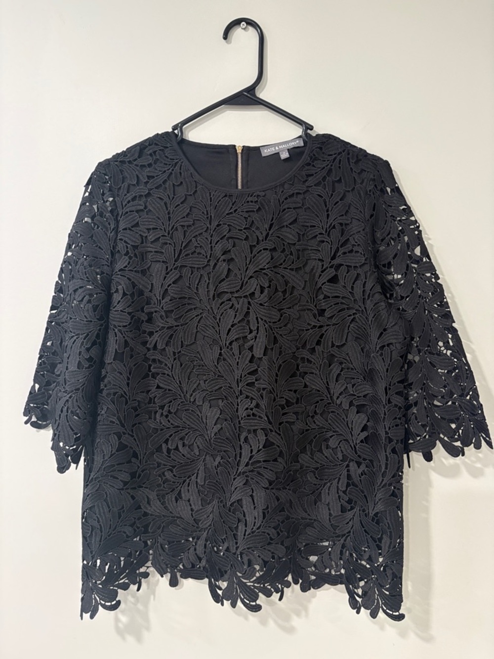 Kate & Mallory Black Lace Overlay Top